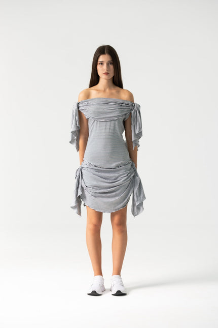 Enxhaline | Chloe Dress in Black and White Striped Cotton