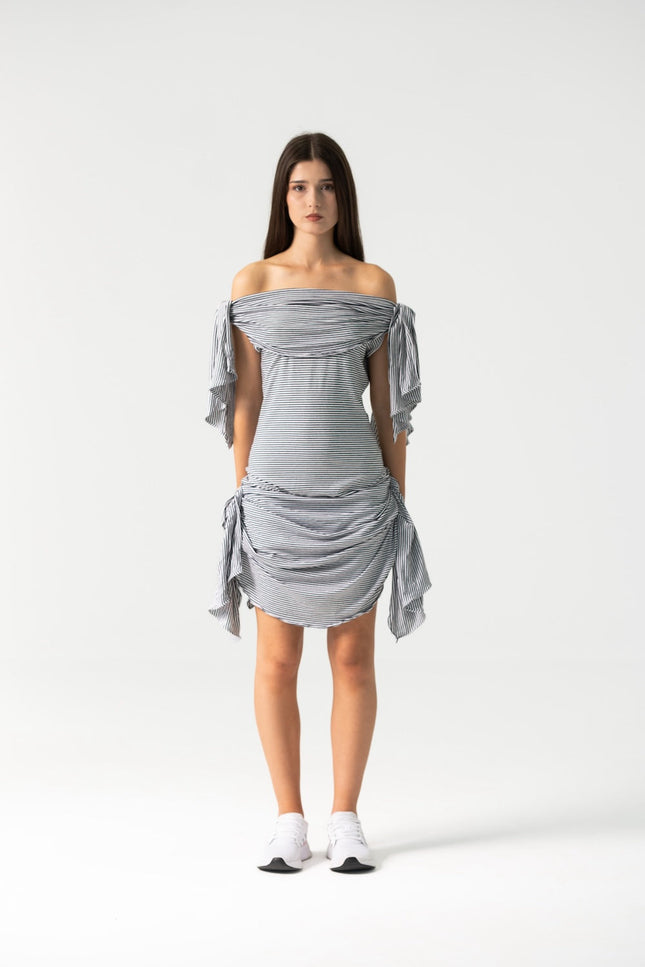 Enxhaline | Chloe Dress in Black and White Striped Cotton