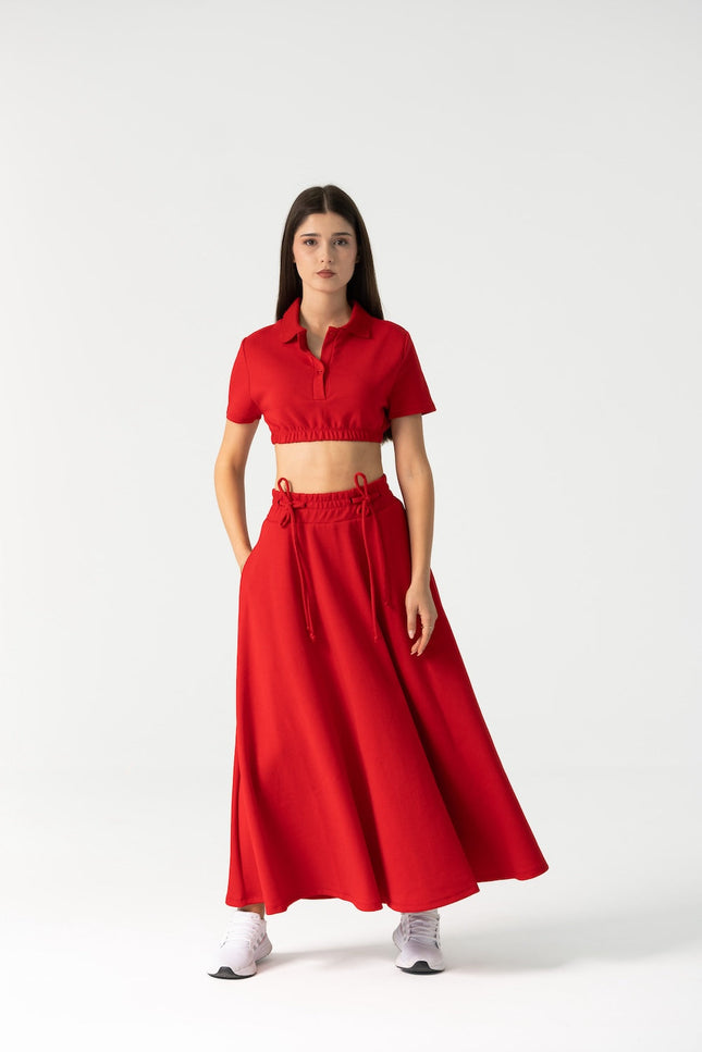 Enxhaline | Runa Red Skirt Set