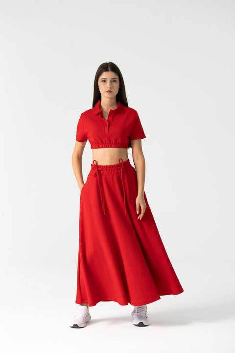 Enxhaline | Runa Red Skirt Set
