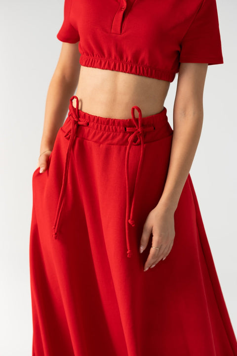 Enxhaline | Runa Red Skirt Set