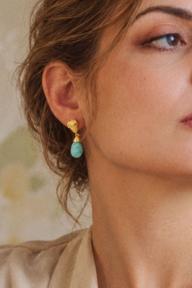 Giselle Vale | Knot Drop Gemstone Earrings Amazonite