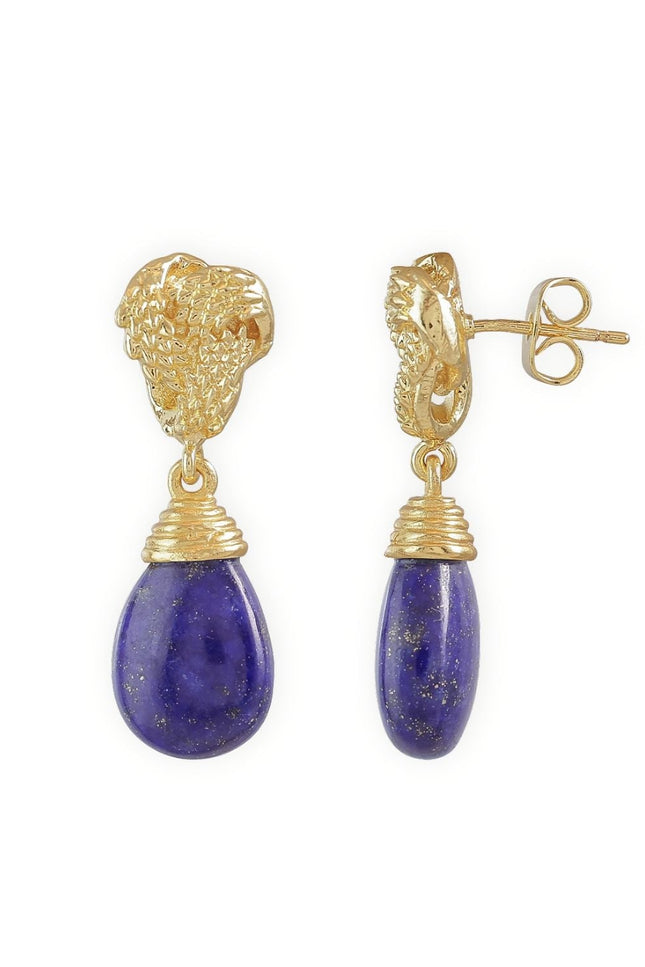 Giselle Vale | Knot Drop Gemstone Earrings Lapis