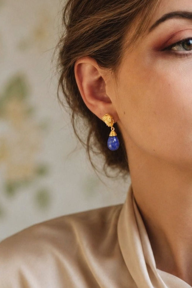 Giselle Vale | Knot Drop Gemstone Earrings Lapis