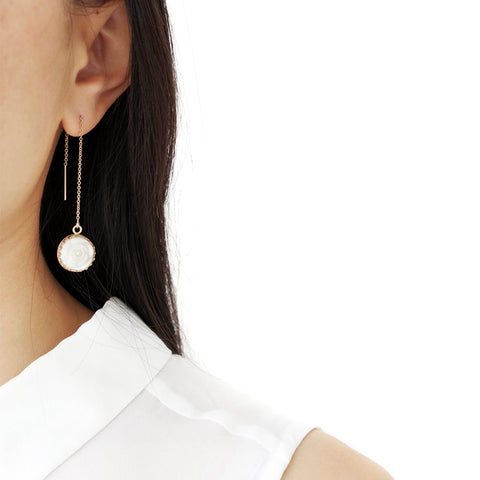 Poporcelain | Rose with Pearl Drop Earrings
