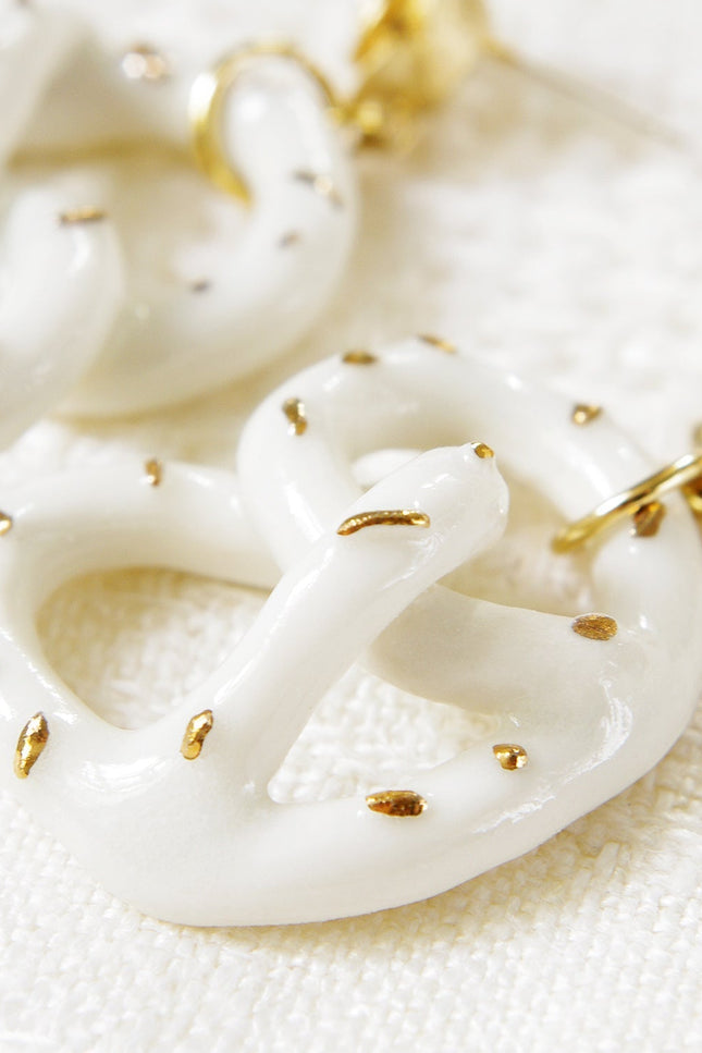 Poporcelain | Rose and Salted Pretzel Drop Earrings