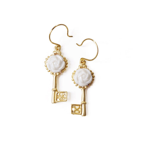 Poporcelain | Camellia Key Drop Earrings