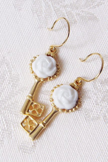 Poporcelain | Camellia Key Drop Earrings