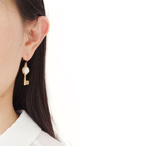 Poporcelain | Camellia Key Drop Earrings