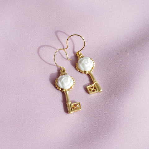 Poporcelain | Camellia Key Drop Earrings