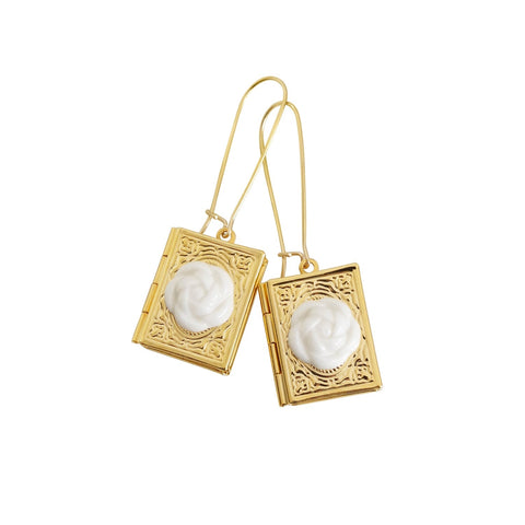 Poporcelain | Camellia Book Locket Drop Earrings