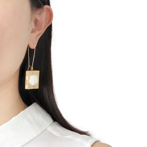 Poporcelain | Camellia Book Locket Drop Earrings