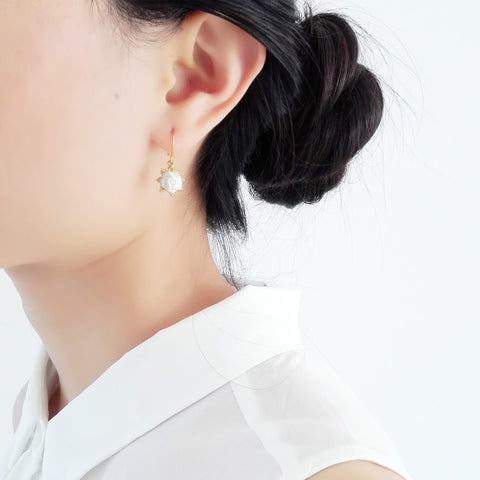 Poporcelain | Camellia Flower Charm Drop Earrings