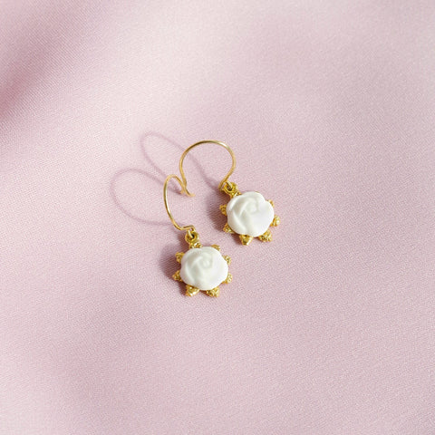 Poporcelain | Camellia Flower Charm Drop Earrings