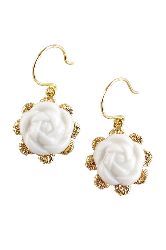 Poporcelain | Everyday Camellia Flower Charm Drop Earrings