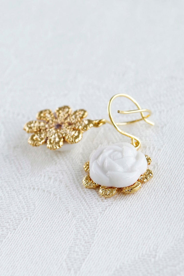 Poporcelain | Everyday Camellia Flower Charm Drop Earrings
