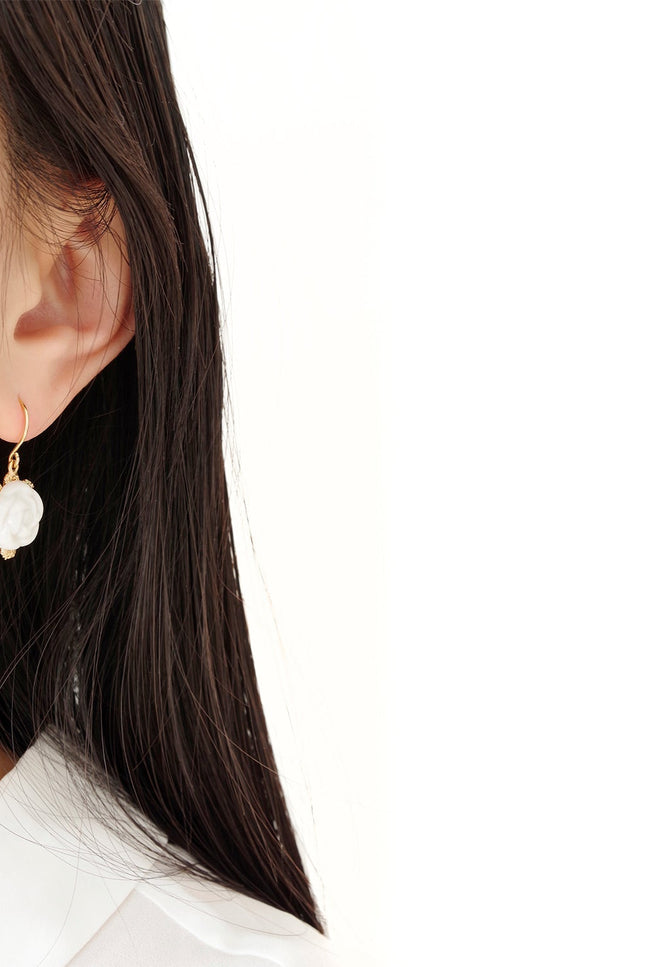 Poporcelain | Everyday Camellia Flower Charm Drop Earrings