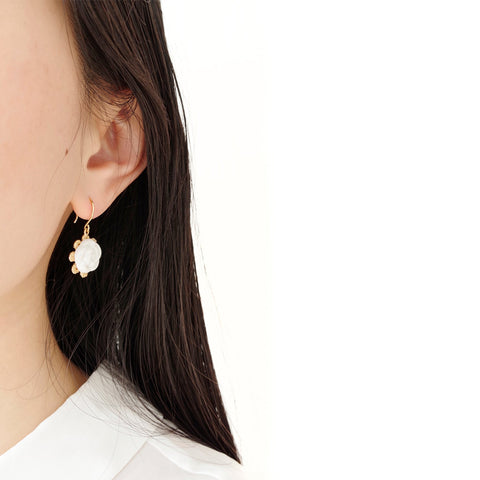 Poporcelain | Everyday Camellia Flower Charm Drop Earrings