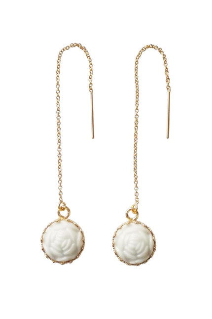 Poporcelain | Rose with Pearl Drop Earrings