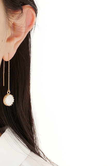 Poporcelain | Rose with Pearl Drop Earrings
