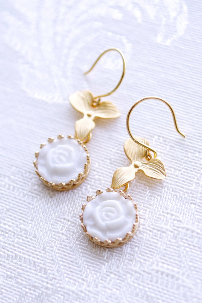 Poporcelain | Moonlight Rose Drop Earrings