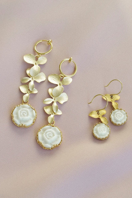 Poporcelain | Moonlight Rose Drop Earrings