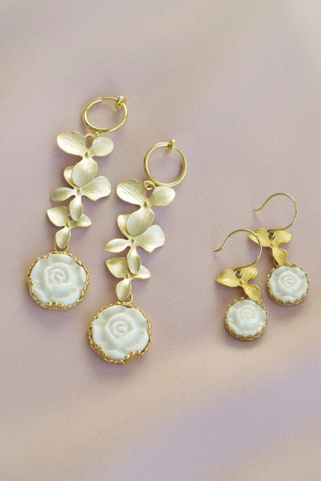 Poporcelain | Moonlight Rose Drop Earrings