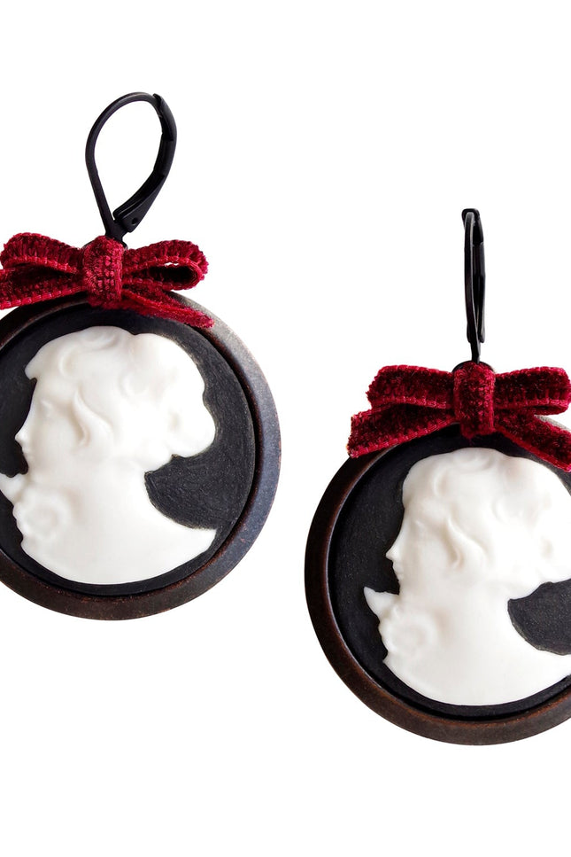 Poporcelain | Dark Romance Goddess Round Cameo Drop Earrings