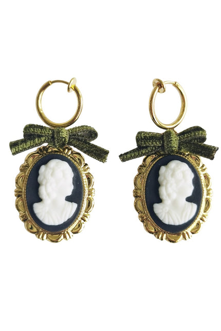Poporcelain | Dark Romance Goddess Oval Cameo Drop Earrings