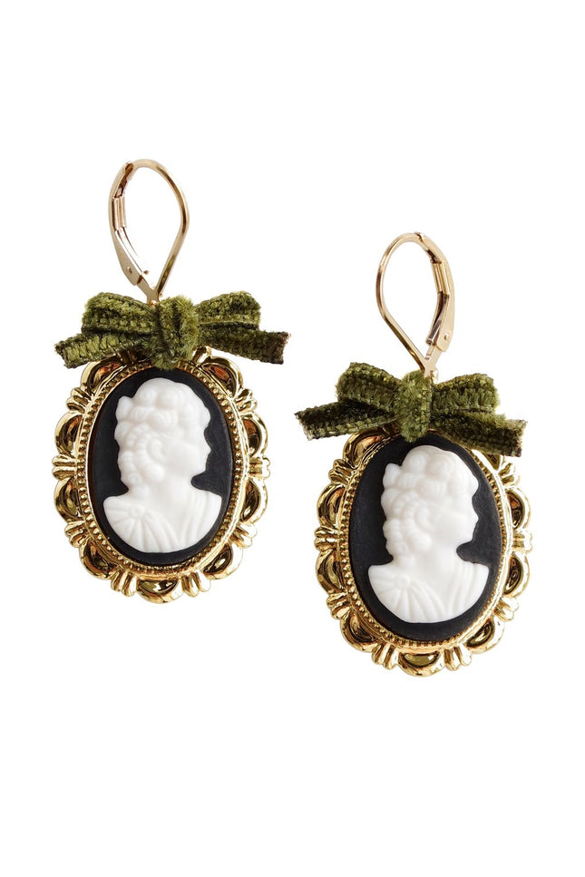 Poporcelain | Dark Romance Goddess Oval Cameo Drop Earrings