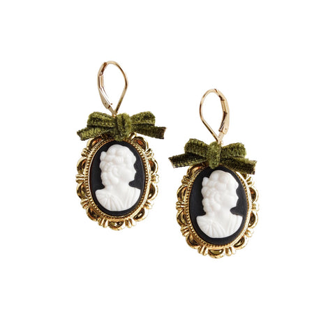 Poporcelain | Dark Romance Goddess Oval Cameo Drop Earrings