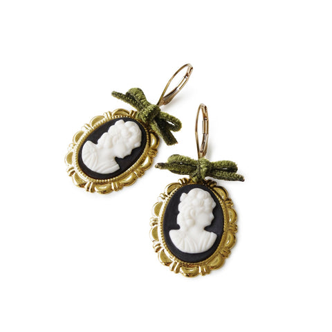 Poporcelain | Dark Romance Goddess Oval Cameo Drop Earrings
