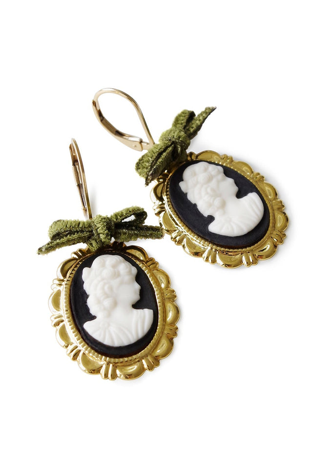 Poporcelain | Dark Romance Goddess Oval Cameo Drop Earrings