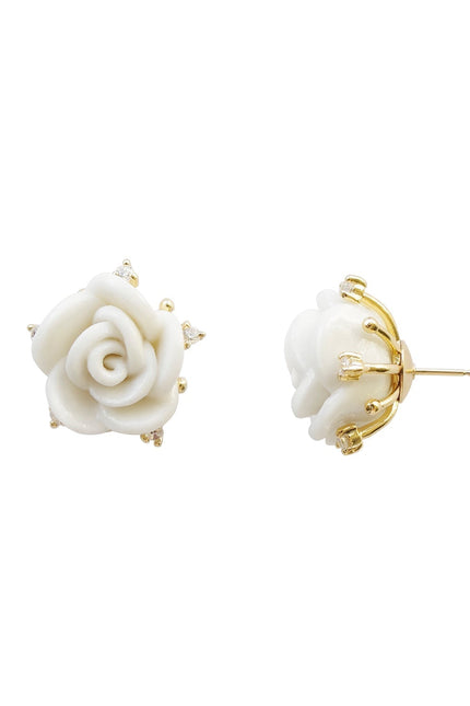 Poporcelain | White Cloud Rose Studs