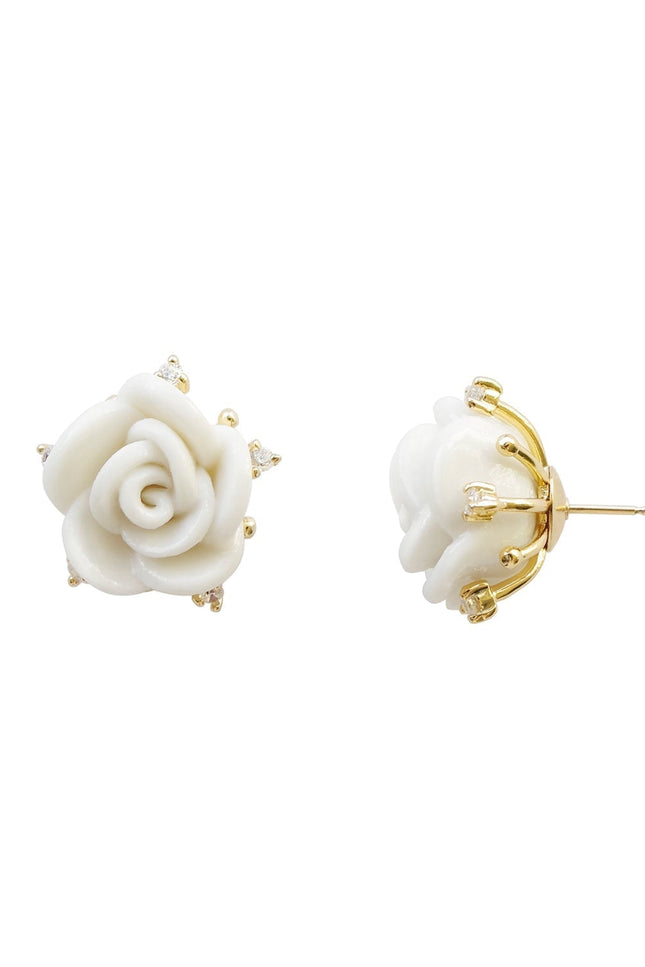 Poporcelain | White Cloud Rose Studs