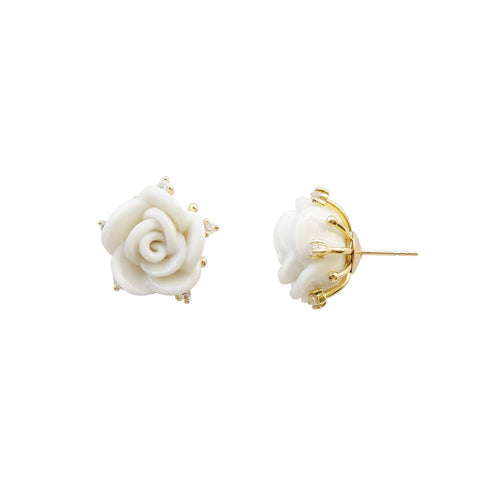 Poporcelain | White Cloud Rose Studs