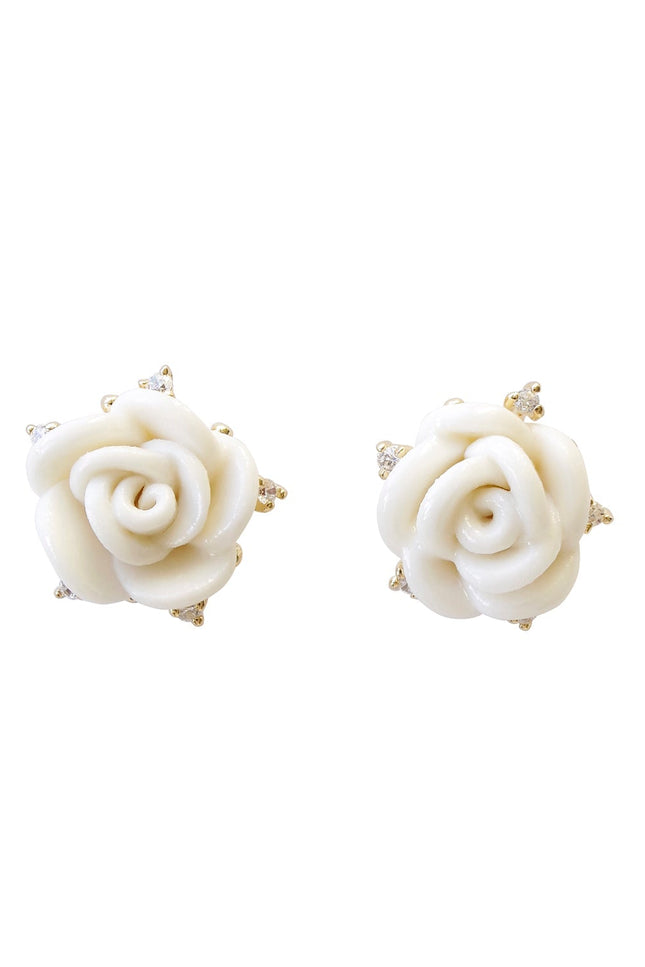 Poporcelain | White Cloud Rose Studs