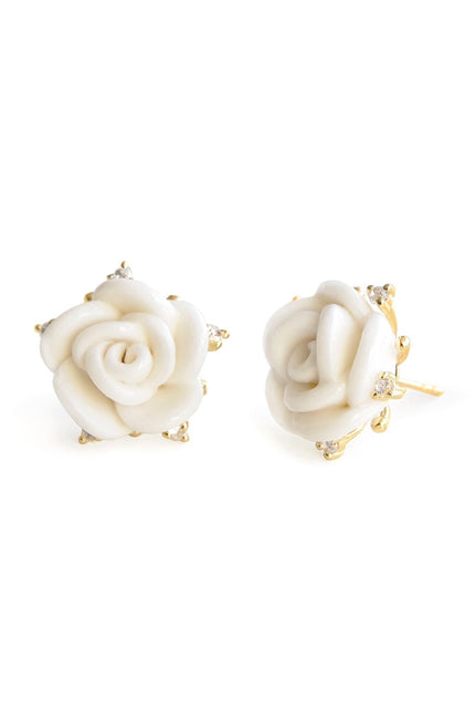 Poporcelain | White Cloud Rose Studs