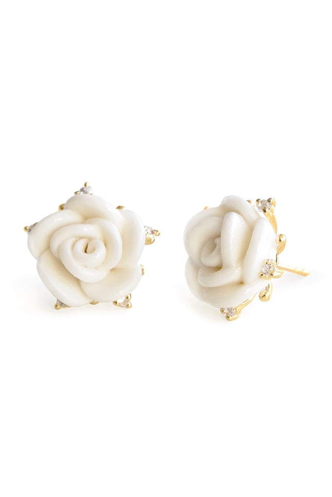 Poporcelain | White Cloud Rose Studs