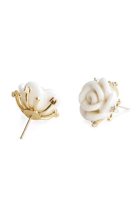 Poporcelain | White Cloud Rose Studs