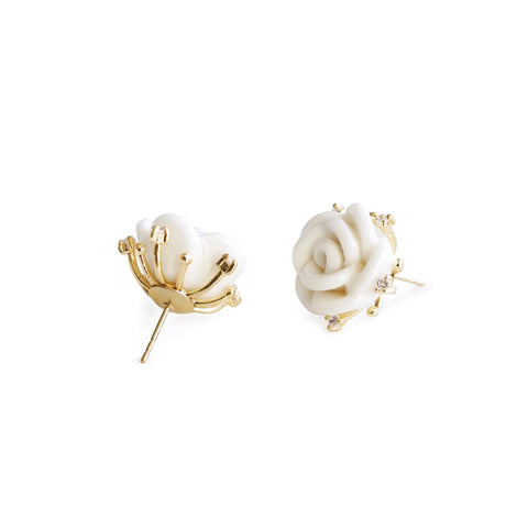 Poporcelain | White Cloud Rose Studs