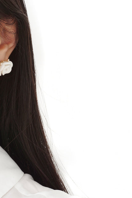 Poporcelain | White Cloud Rose Studs
