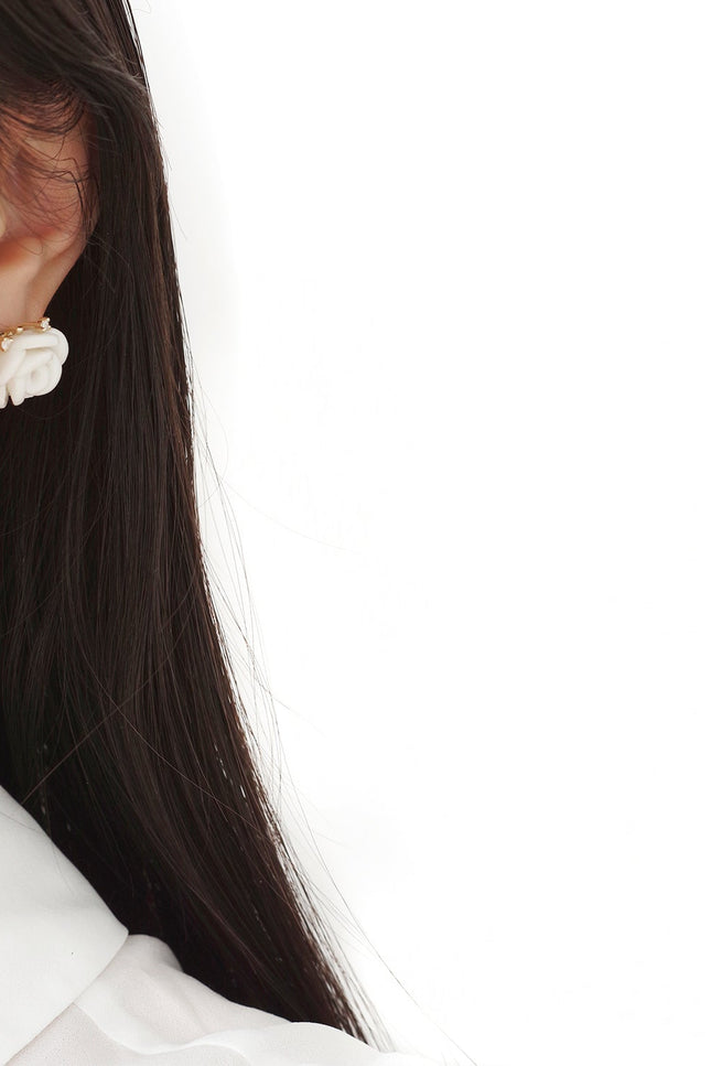 Poporcelain | White Cloud Rose Studs