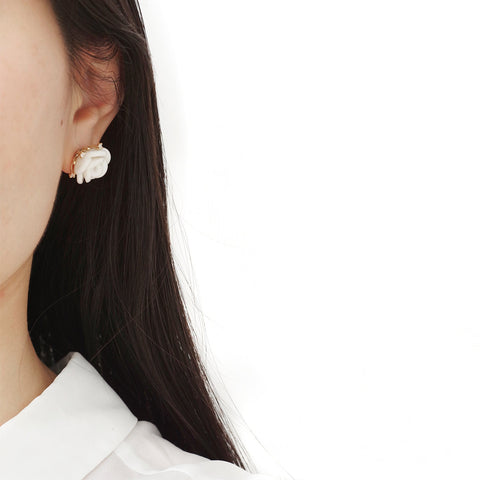 Poporcelain | White Cloud Rose Studs