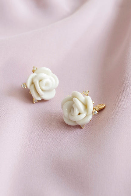 Poporcelain | White Cloud Rose Studs