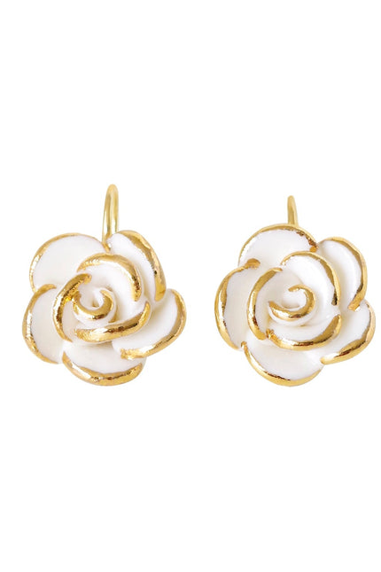 Poporcelain | White Cloud Rose Hook Studs