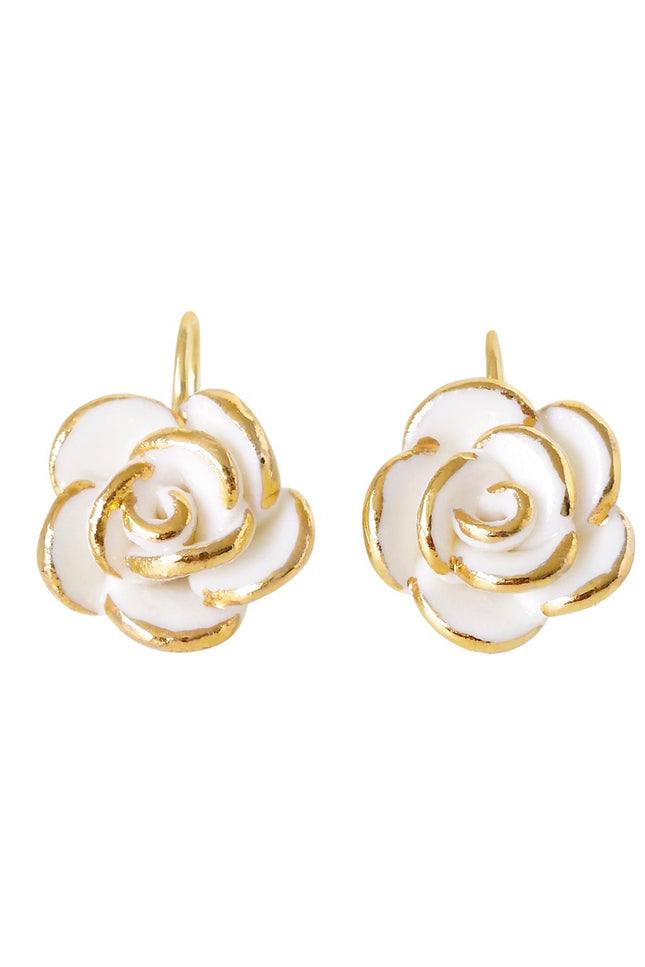 Poporcelain | White Cloud Rose Hook Studs