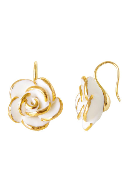 Poporcelain | White Cloud Rose Hook Studs