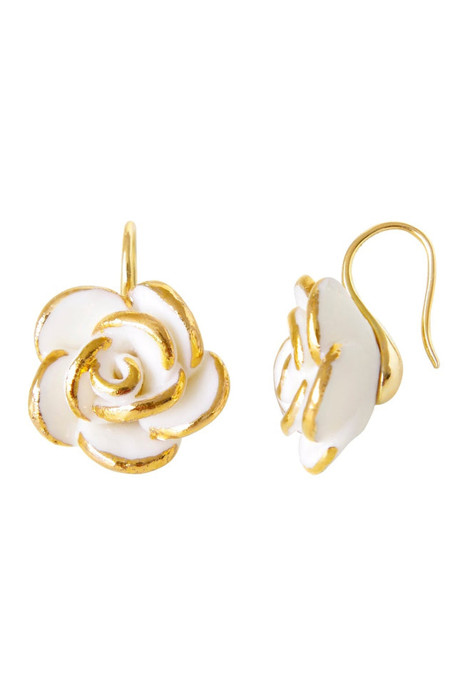 Poporcelain | White Cloud Rose Hook Studs