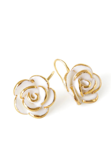 Poporcelain | White Cloud Rose Hook Studs
